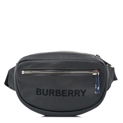 BURBERRY Econyl Logo Print Small Cannon Bum Bag Charcoal 